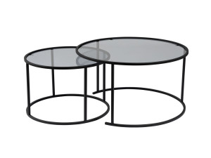 Lote de 2 mesas de centro de metal "Aurum" - 80 x 80 x 43 cm - Negro Gris