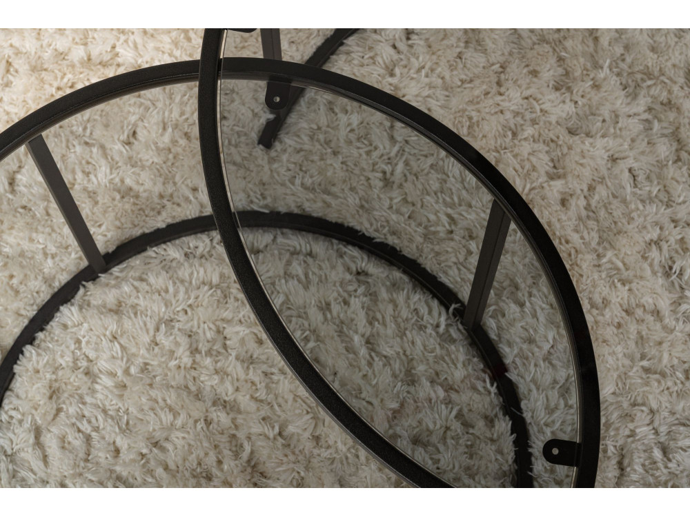 Lote de 2 mesas de centro de metal "Aurum" - 80 x 80 x 43 cm - Negro Gris