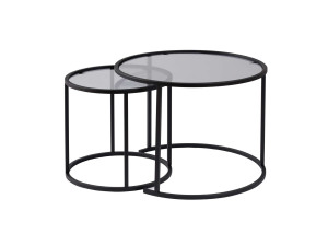 Lote de 2 mesas de centro de metal "Aurum" - 60 x 60 x 43 cm - Negro Gris