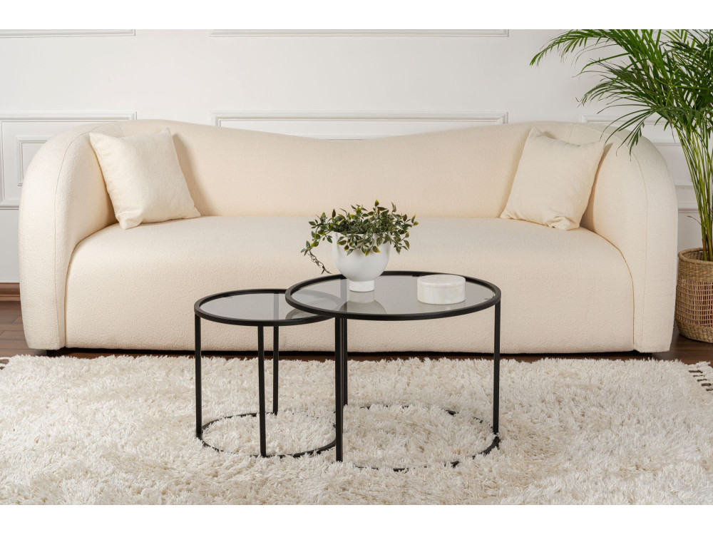 Lote de 2 mesas de centro de metal "Aurum" - 60 x 60 x 43 cm - Negro Gris