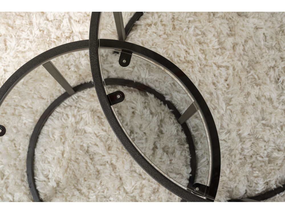 Lote de 2 mesas de centro de metal "Aurum" - 60 x 60 x 43 cm - Negro Gris