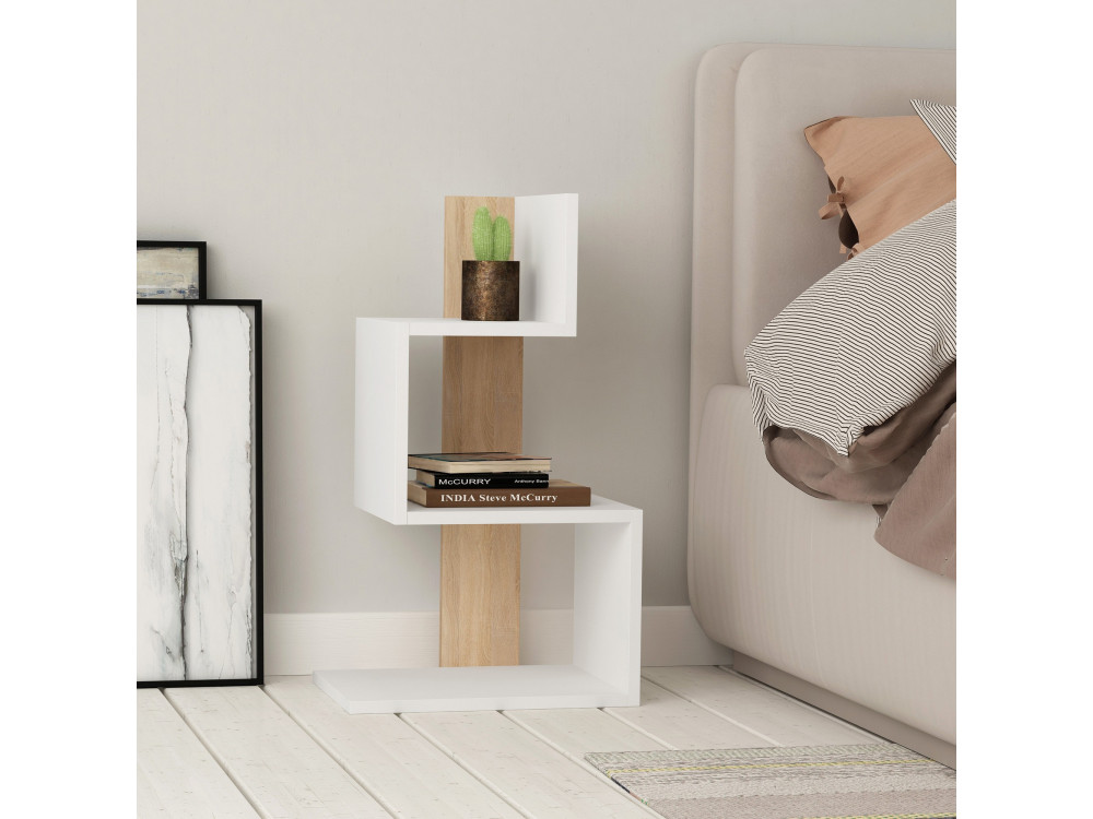 Mesa auxiliar de madera "Rosie" - 42 x 30 x 72 cm - Roble blanco