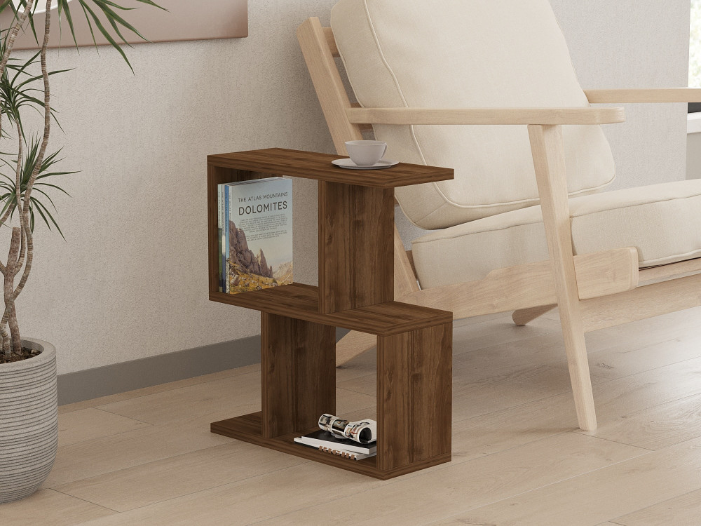Mesa auxiliar de madera "Zet" - 45 x 17 x 51 cm - Nogal