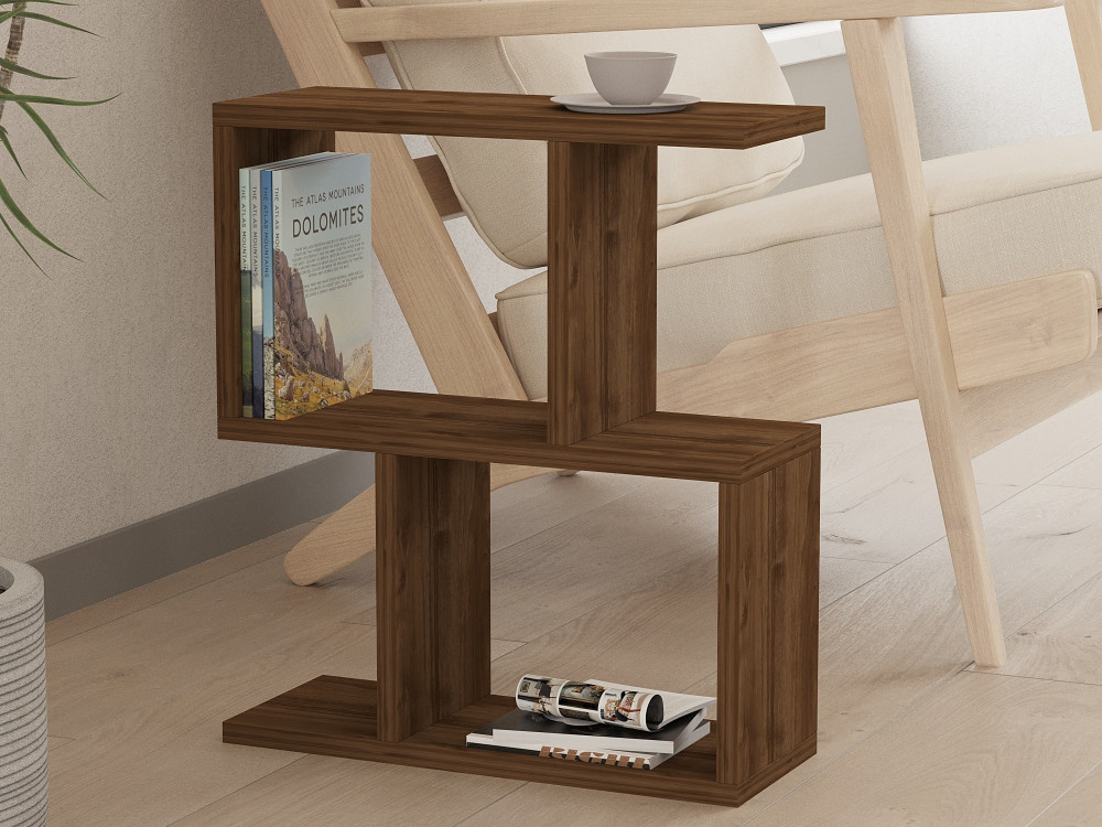 Mesa auxiliar de madera "Zet" - 45 x 17 x 51 cm - Nogal