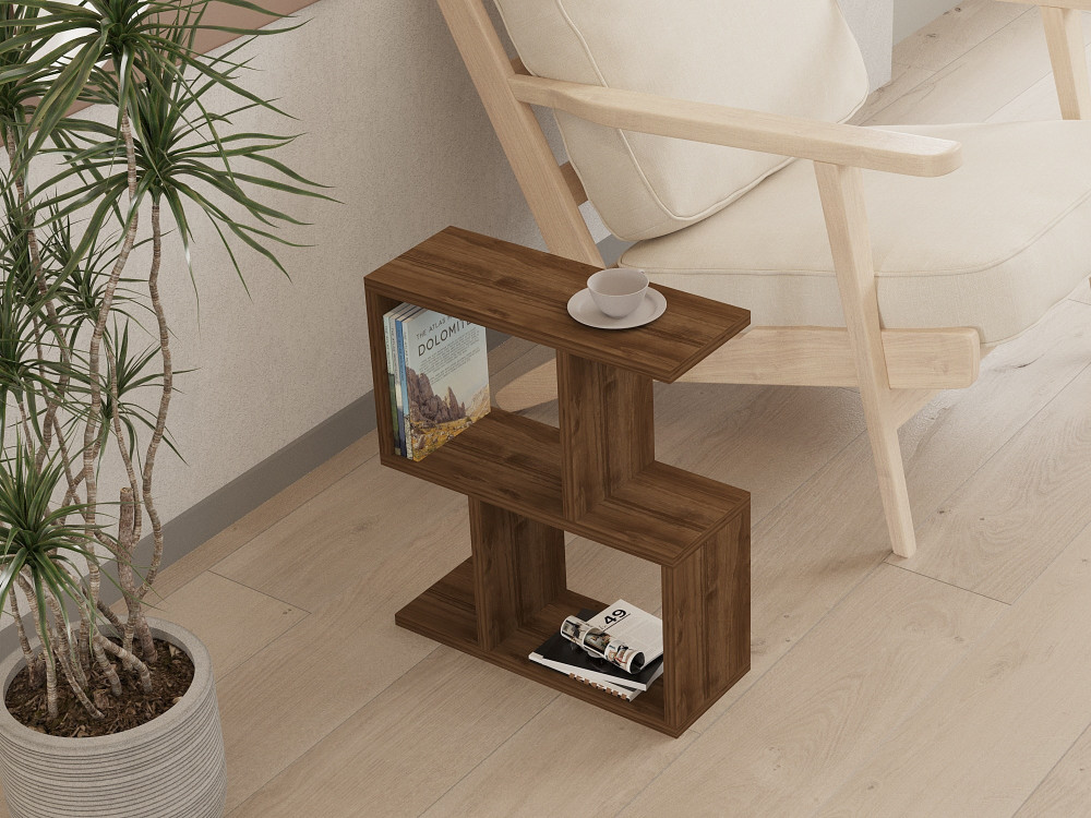 Mesa auxiliar de madera "Zet" - 45 x 17 x 51 cm - Nogal