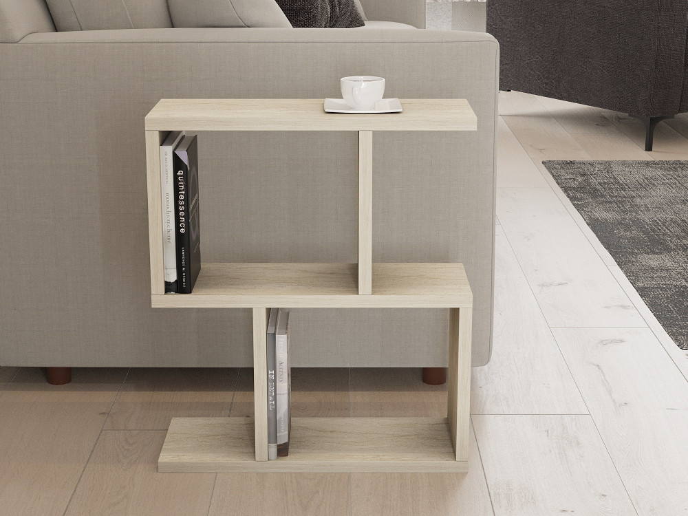 Mesa auxiliar de madera "Zet" - 45 x 17 x 51 cm - Travertino