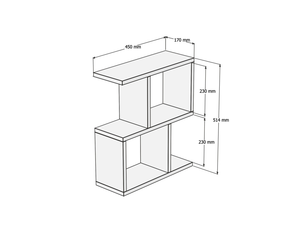 Mesa auxiliar de madera "Zet" - 45 x 17 x 51 cm - Travertino