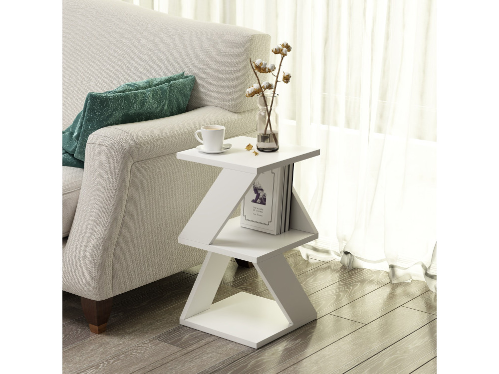 Mesa auxiliar de madera "Albeni" - 30 x 30 x 50 cm - Blanco
