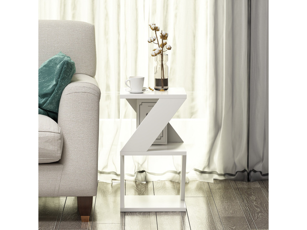 Mesa auxiliar de madera "Albeni" - 30 x 30 x 50 cm - Blanco
