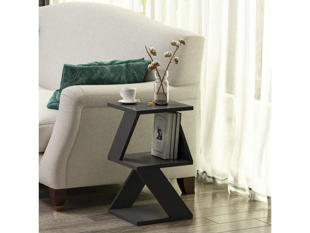 Mesa auxiliar de madera "Albeni" - 30 x 30 x 50 cm - Antracita