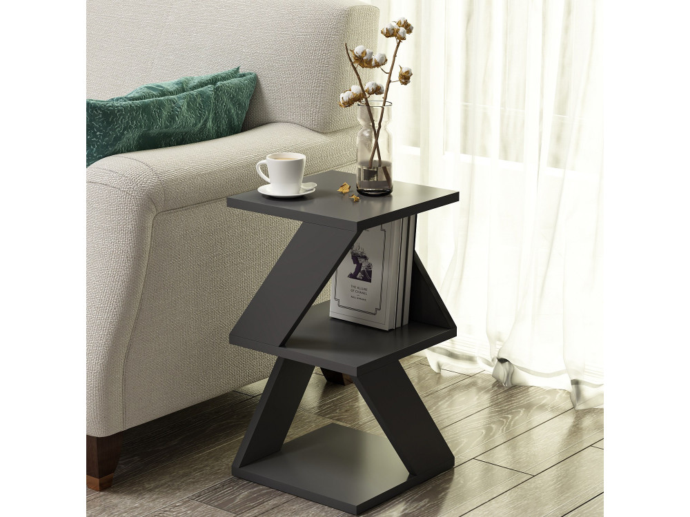 Mesa auxiliar de madera "Albeni" - 30 x 30 x 50 cm - Antracita