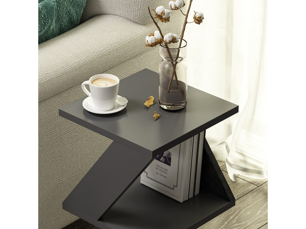 Mesa auxiliar de madera "Albeni" - 30 x 30 x 50 cm - Antracita
