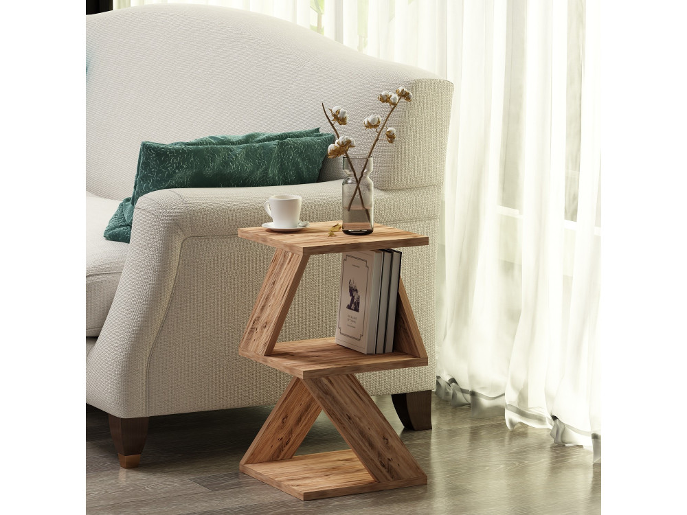 Mesa auxiliar de madera "Albeni" - 29 x 29 x 54 cm - Pino Atlántico