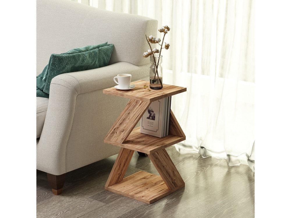 Mesa auxiliar de madera "Albeni" - 29 x 29 x 54 cm - Pino Atlántico