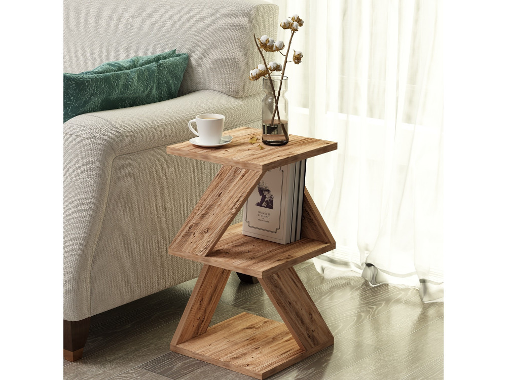 Mesa auxiliar de madera "Albeni" - 29 x 29 x 54 cm - Pino Atlántico