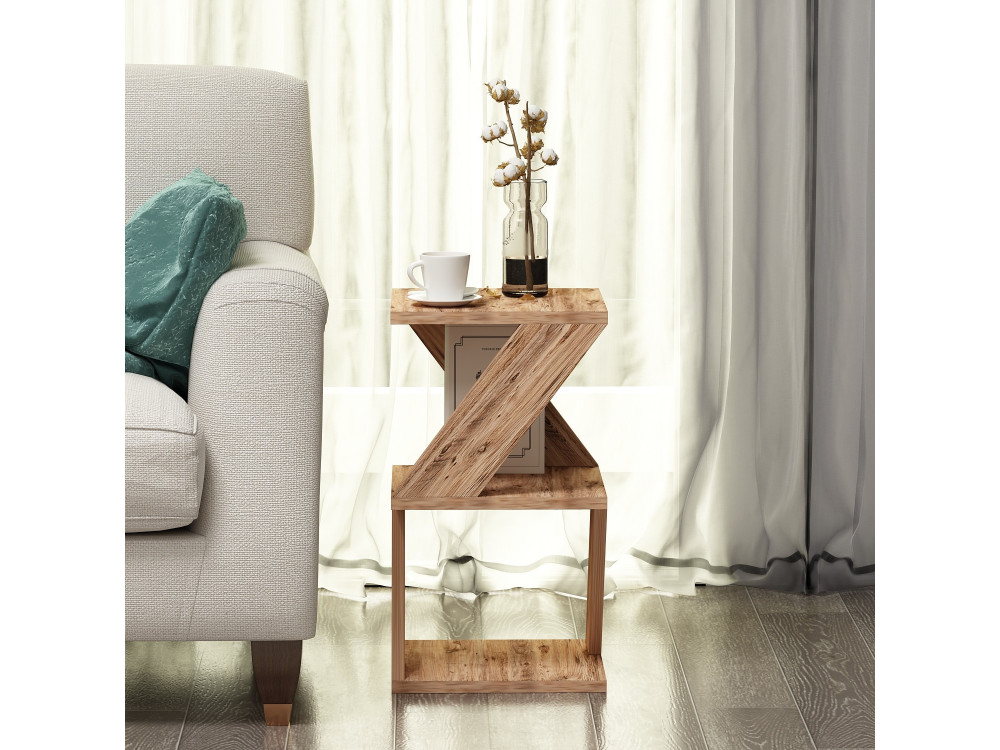 Mesa auxiliar de madera "Albeni" - 29 x 29 x 54 cm - Pino Atlántico