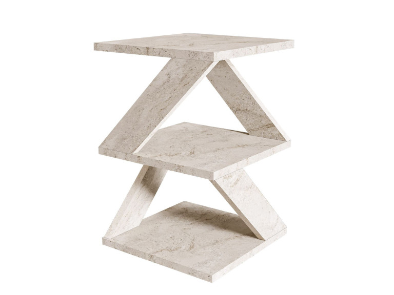 Mesa auxiliar de madera "Albeni" - 29 x 29 x 54 cm - Travertino