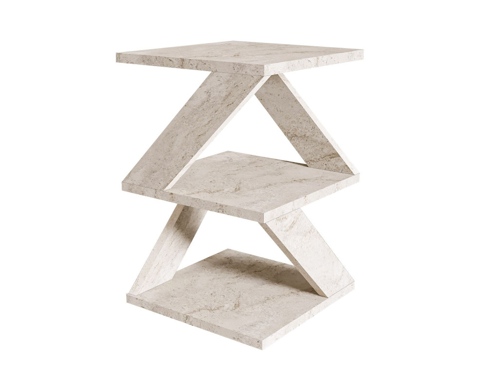 Mesa auxiliar de madera "Albeni" - 29 x 29 x 54 cm - Travertino