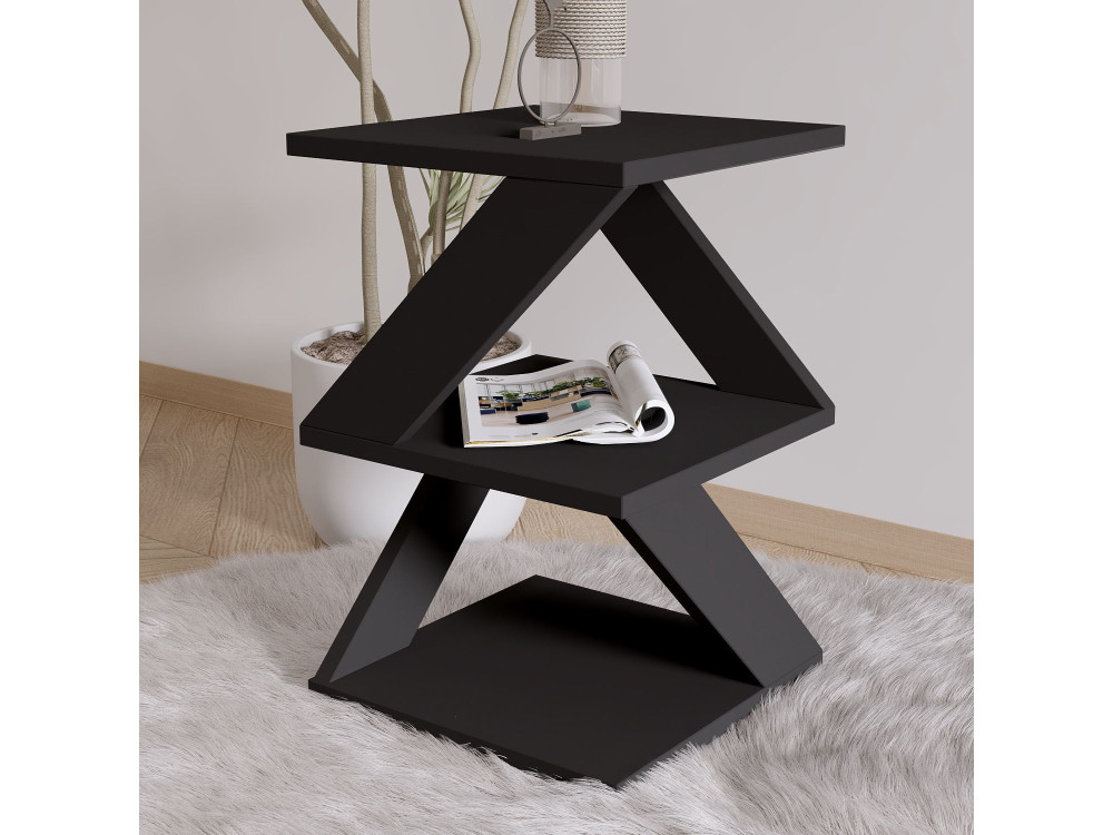 Mesa auxiliar de madera "Albeni" - 29 x 29 x 54 cm - Negra