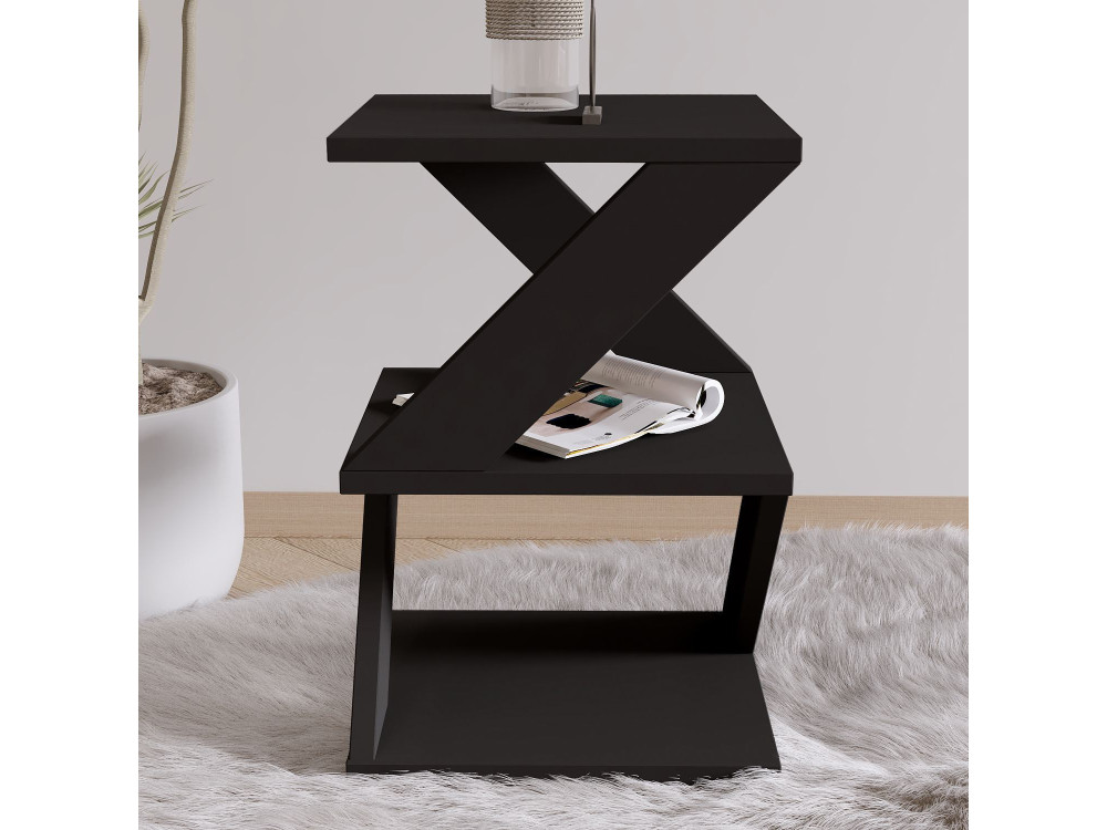 Mesa auxiliar de madera "Albeni" - 29 x 29 x 54 cm - Negra