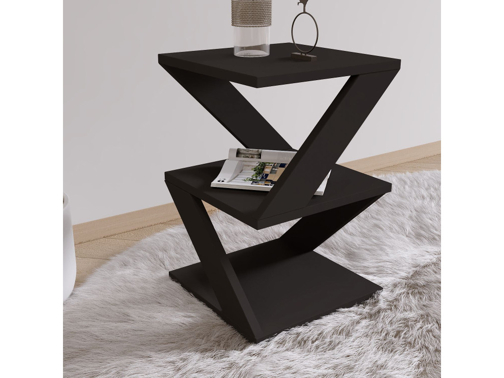 Mesa auxiliar de madera "Albeni" - 29 x 29 x 54 cm - Negra