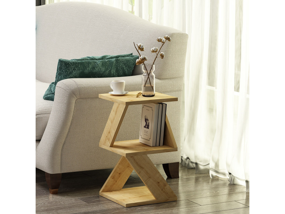 Mesa auxiliar de madera "Albeni" - 30 x 30 x 50 cm - Roble zafiro