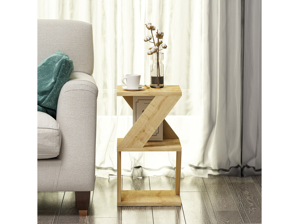 Mesa auxiliar de madera "Albeni" - 30 x 30 x 50 cm - Roble zafiro