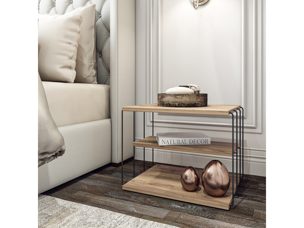 Mesa auxiliar de madera "Lifon" - 50 x 40 x 33 cm - Marrón