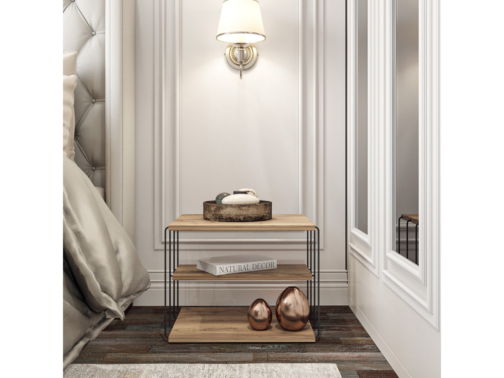 Mesa auxiliar de madera "Lifon" - 50 x 40 x 33 cm - Marrón