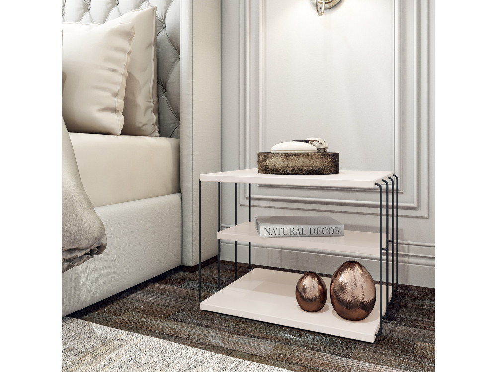 Mesa auxiliar de madera "Lifon" - 50 x 40 x 33 cm - Blanco