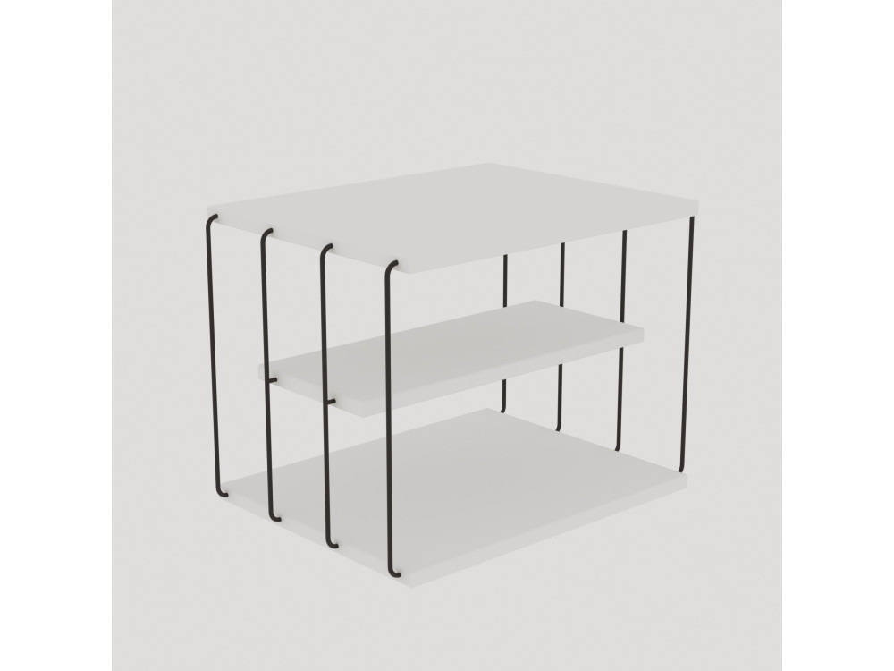 Mesa auxiliar de madera "Lifon" - 50 x 40 x 33 cm - Blanco