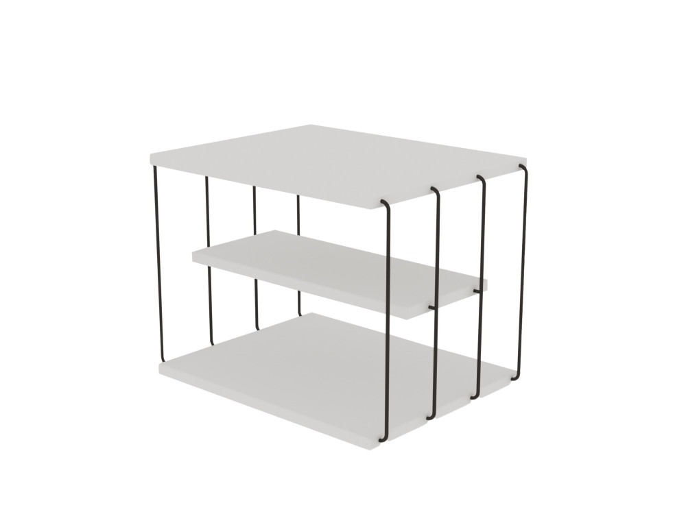 Mesa auxiliar de madera "Lifon" - 50 x 40 x 33 cm - Blanco