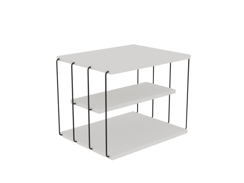 Mesa auxiliar de madera "Lifon" - 50 x 40 x 33 cm - Blanco