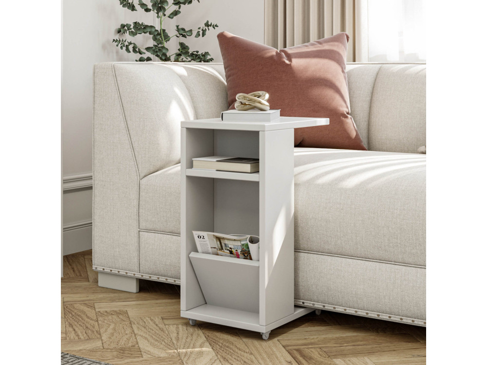 Mesa auxiliar de madera "Filinta" - 30 x 40 x 63 cm - Blanco