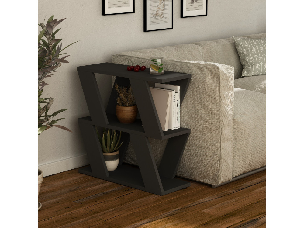 Mesa auxiliar de madera "Lazena" - 60 x 22 x 57 cm - Antracita