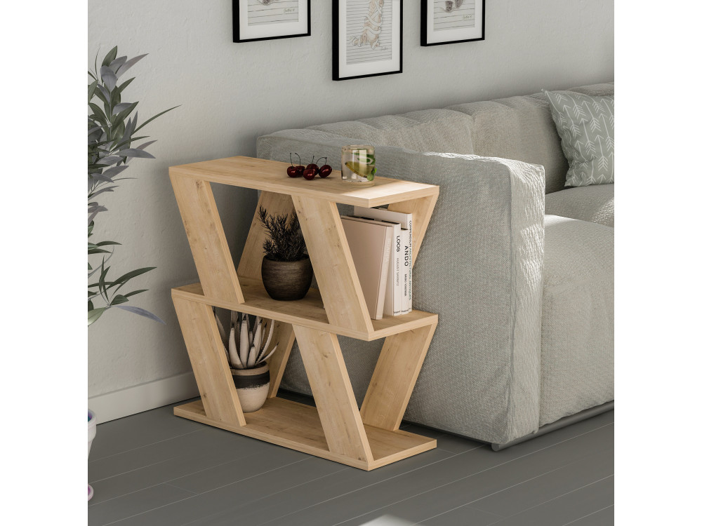 Mesa auxiliar de madera "Lazena" - 60 x 22 x 57 cm - Roble