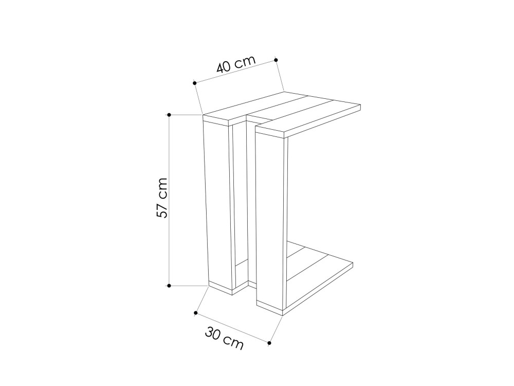 Mesa auxiliar de madera "Muju" - 30 x 40 x 57 cm - Roble-Antracita