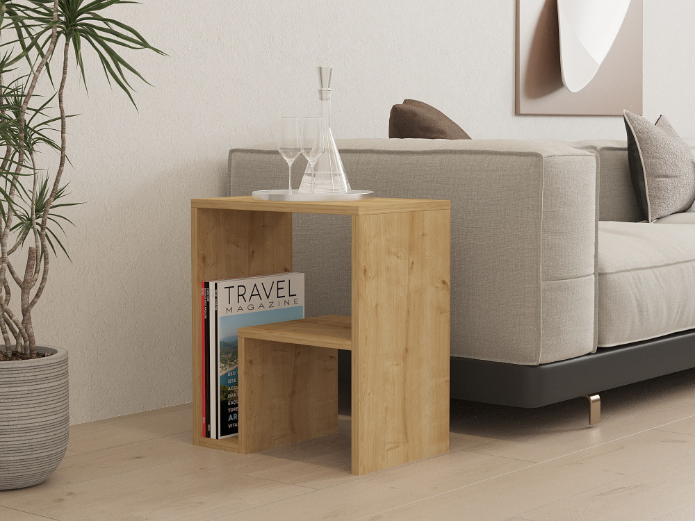 Mesa auxiliar de madera "Yepa" - 45 x 29 x 51 cm - Roble zafiro