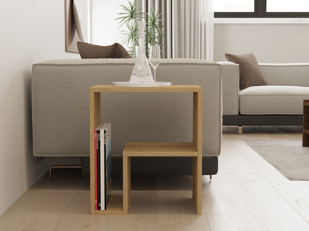 Mesa auxiliar de madera "Yepa" - 45 x 29 x 51 cm - Roble zafiro