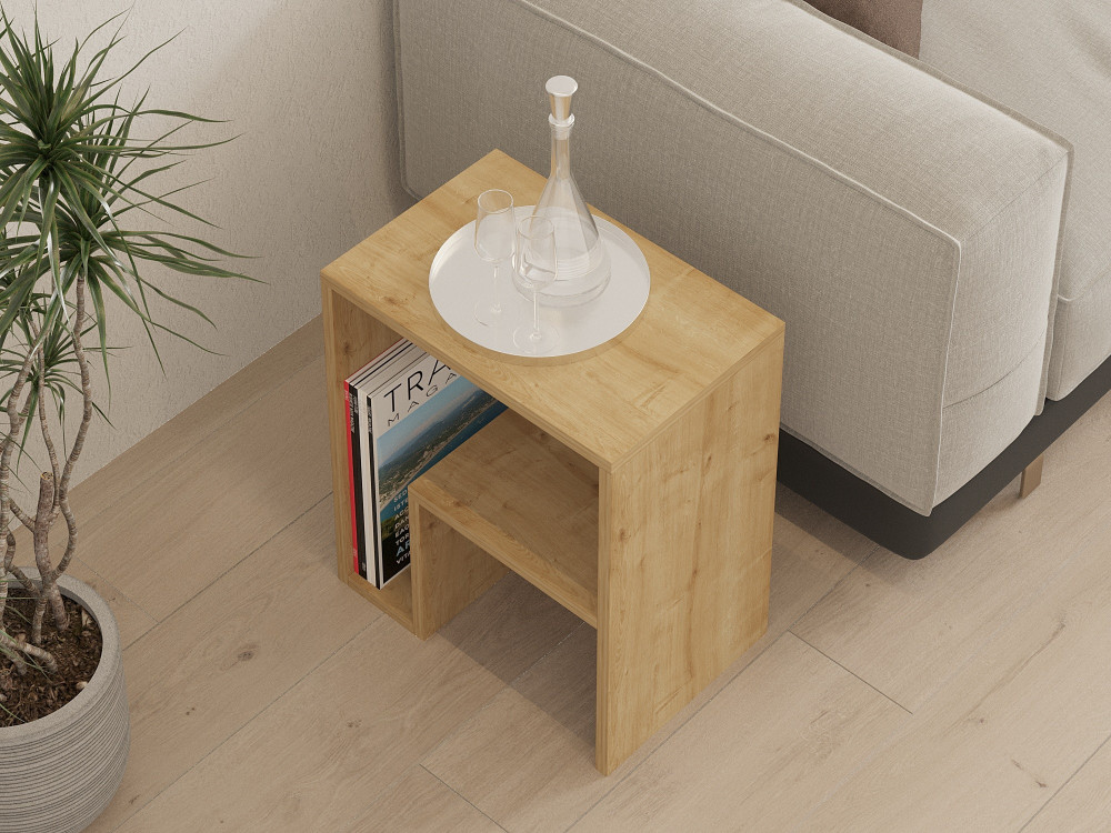 Mesa auxiliar de madera "Yepa" - 45 x 29 x 51 cm - Roble zafiro