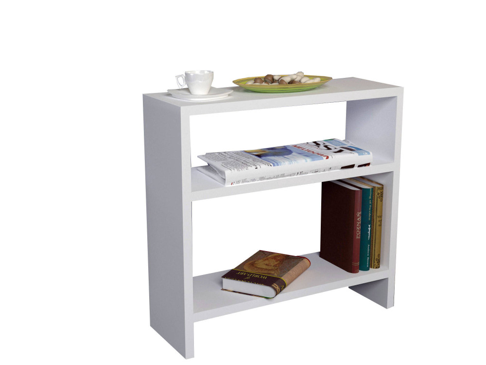 Mesa auxiliar de madera "Silvanus" - 51 x 17 x 49 cm - Blanco