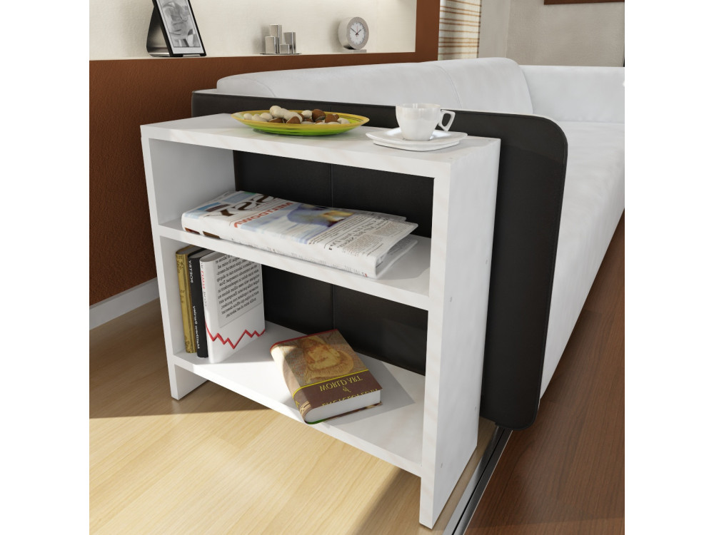 Mesa auxiliar de madera "Silvanus" - 51 x 17 x 49 cm - Blanco