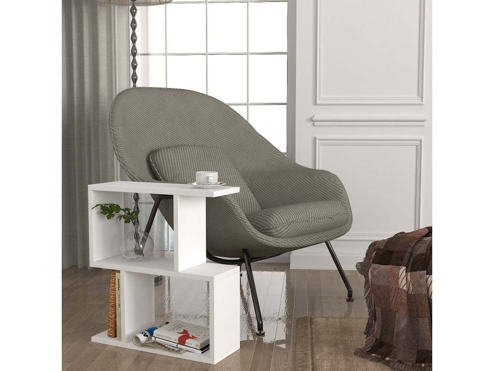 Mesa auxiliar de madera "Karinus" - 50 x 17 x 55 cm - Blanco