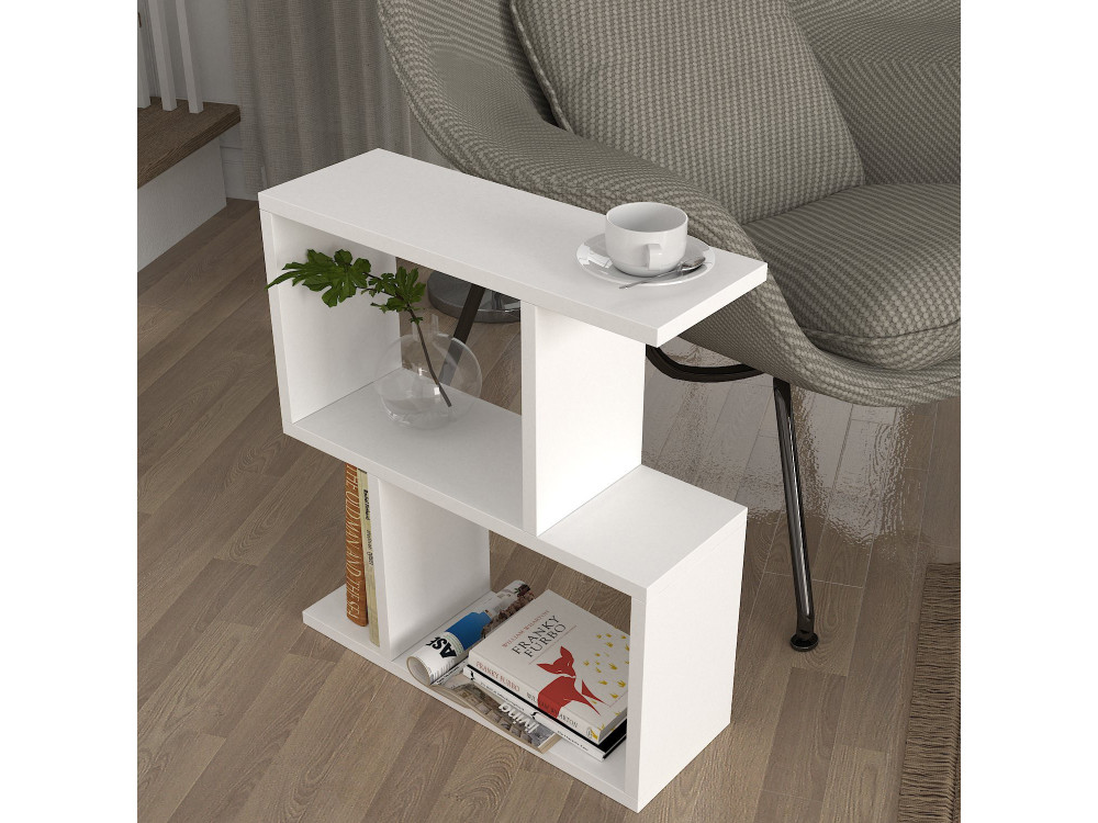 Mesa auxiliar de madera "Karinus" - 50 x 17 x 55 cm - Blanco