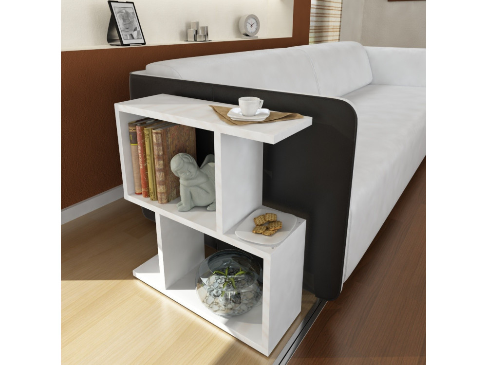 Mesa auxiliar de madera "Karinus" - 50 x 17 x 55 cm - Blanco