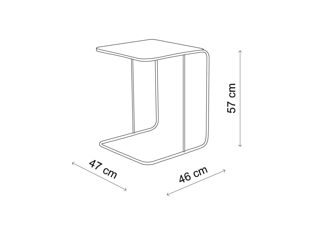 Mesa auxiliar de metal "Poet" 47 x 46 x 57 cm - Negro