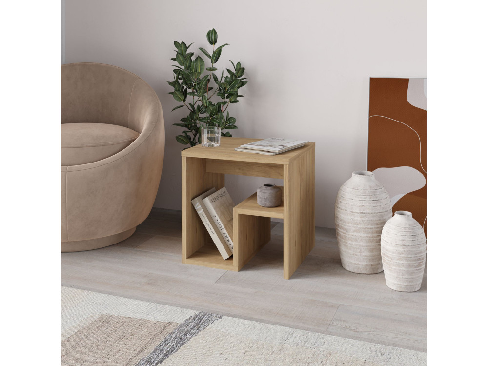 Mesa auxiliar de madera "Bon" 40 x 35 x 40 cm - Roble zafiro