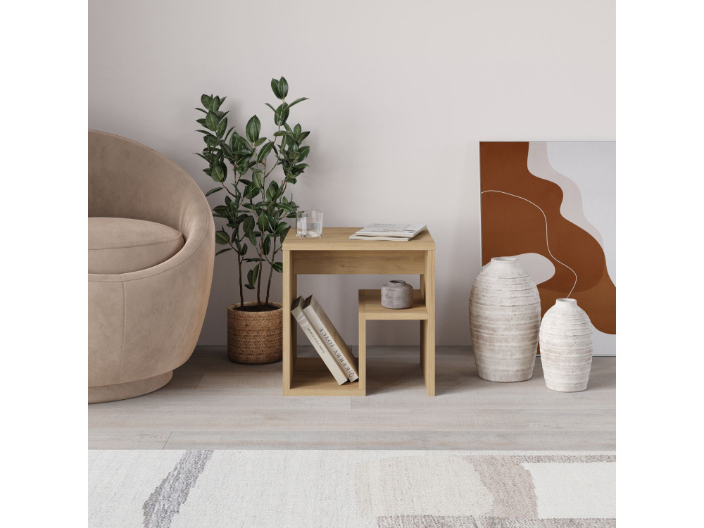 Mesa auxiliar de madera "Bon" 40 x 35 x 40 cm - Roble zafiro