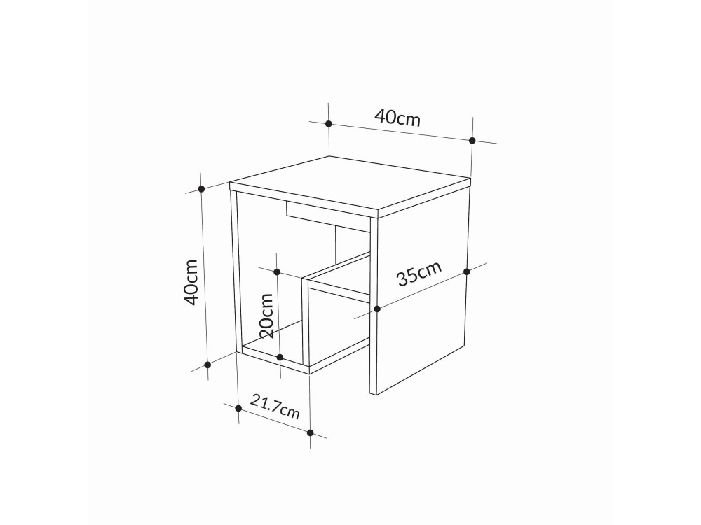 Mesa auxiliar de madera "Bon" 40 x 35 x 40 cm - Roble zafiro