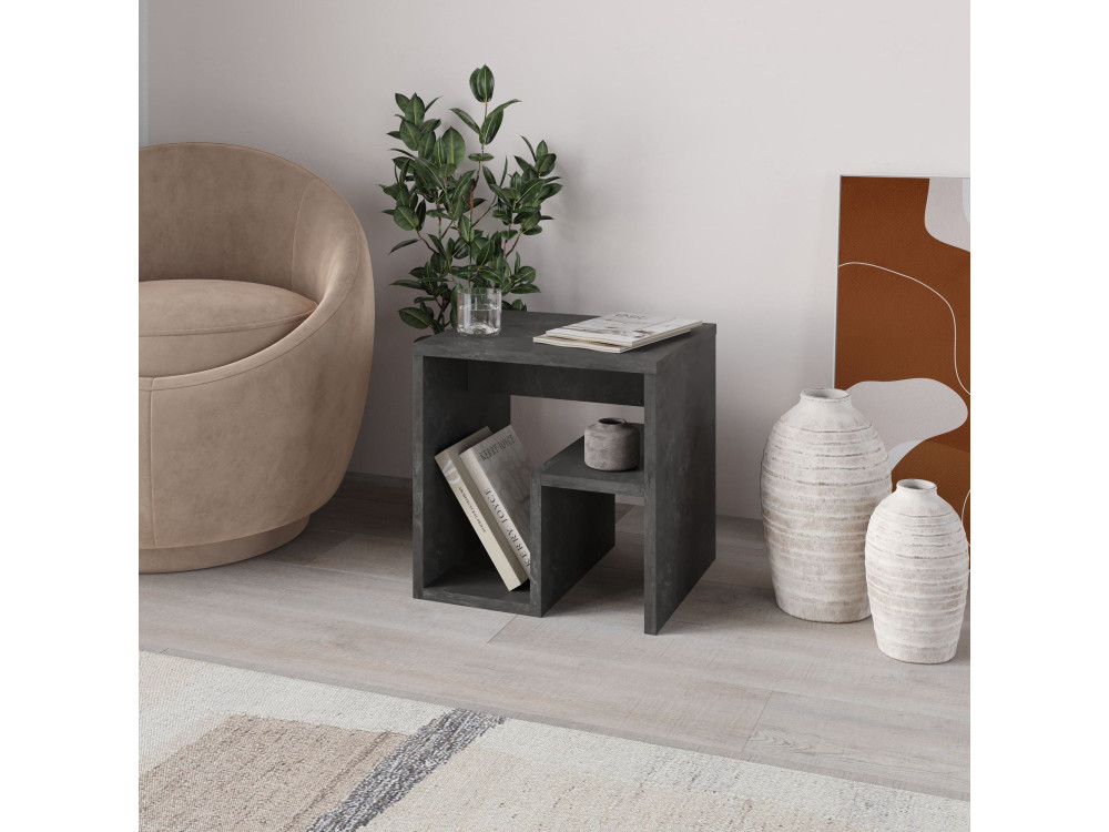 Mesa auxiliar de madera "Bon" 40 x 35 x 40 cm - Gris retro